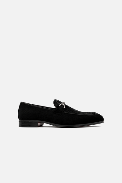 Formal Velvet Leather Slip Ons Black NEFNYC  New Edition Fashion