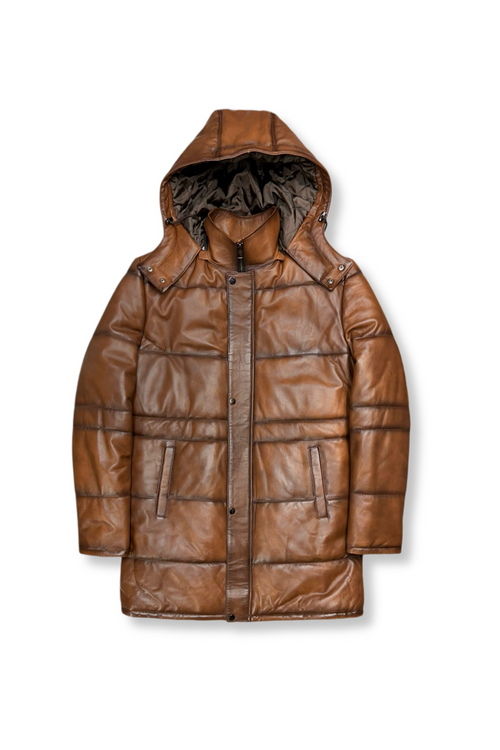 Durango Long Puffer Leather Jacket