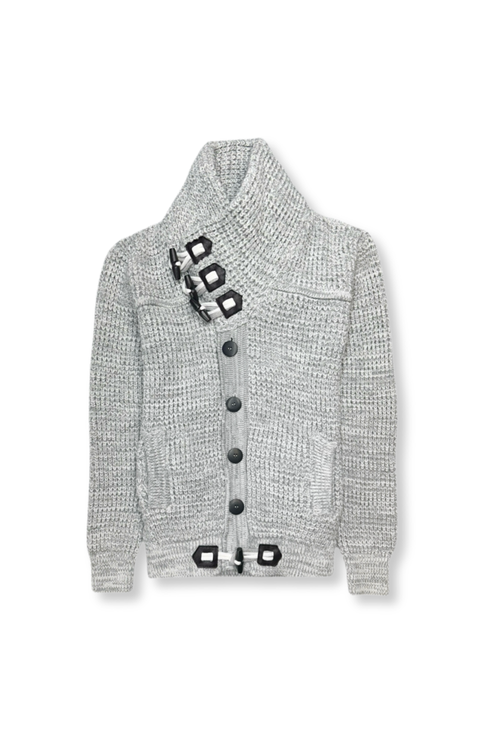 Duval Cable Knit Button-Up Sweater