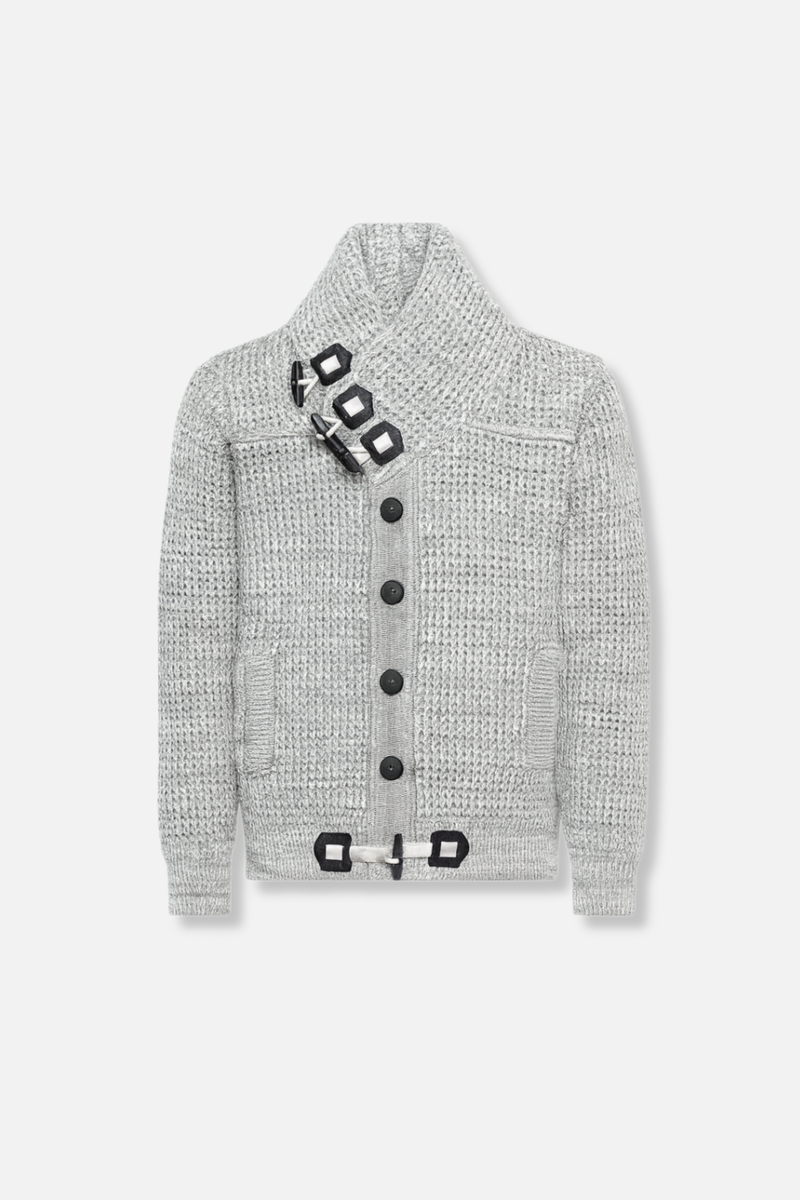 Duval Cable Knit Button-Up Sweater