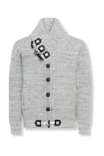 Duval Cable Knit Button-Up Sweater