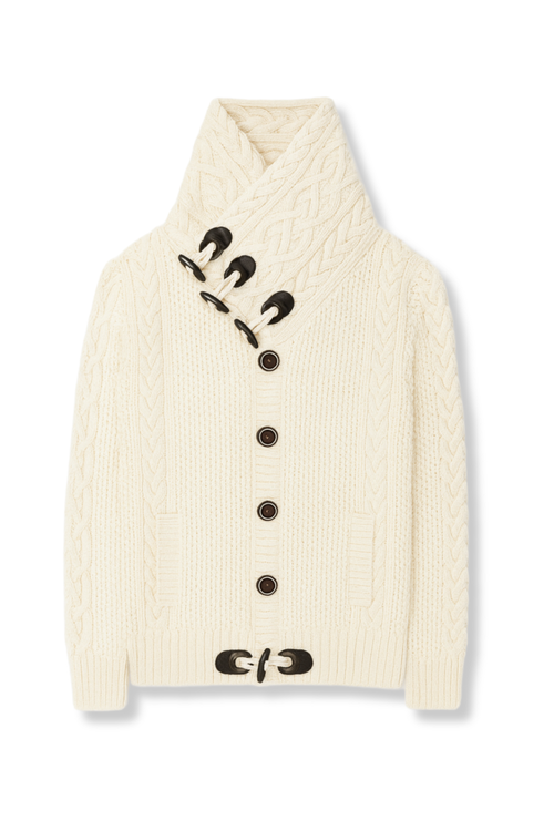 Duskin Cable Knit Button-Up Sweater