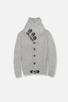 Duskin Cable Knit Button-Up Sweater