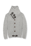 Duskin Cable Knit Button-Up Sweater