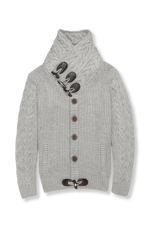 Duskin Cable Knit Button-Up Sweater