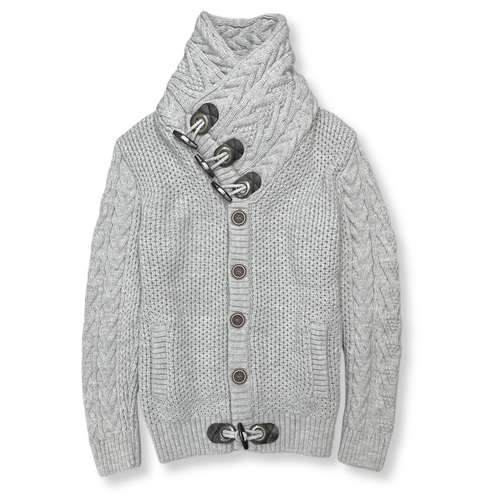 Duskin Cable Knit Button-Up Sweater