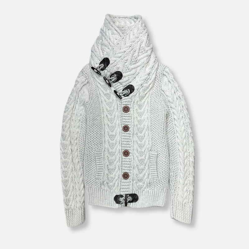 Dwight Cable Knit Button-Up Sweater