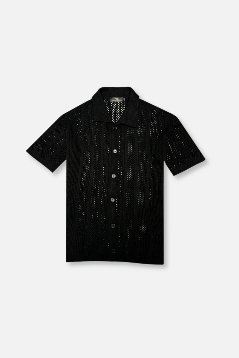 Darius Crochet Polo Cardigan
