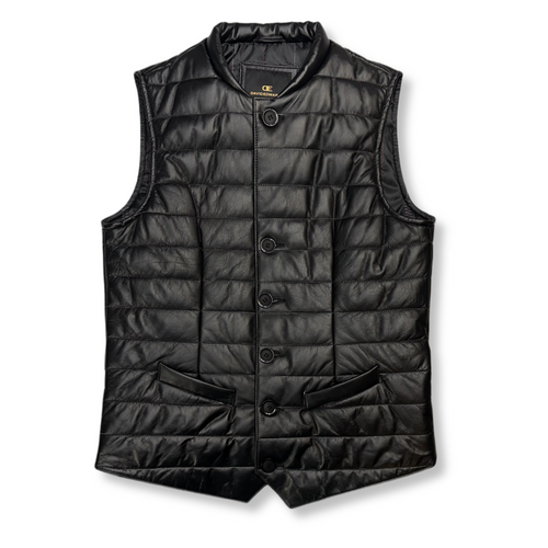 Driver Leather Puffer Vest