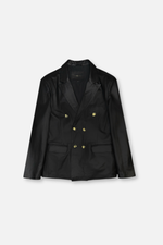 Dunning Double Breasted Leather Blazer