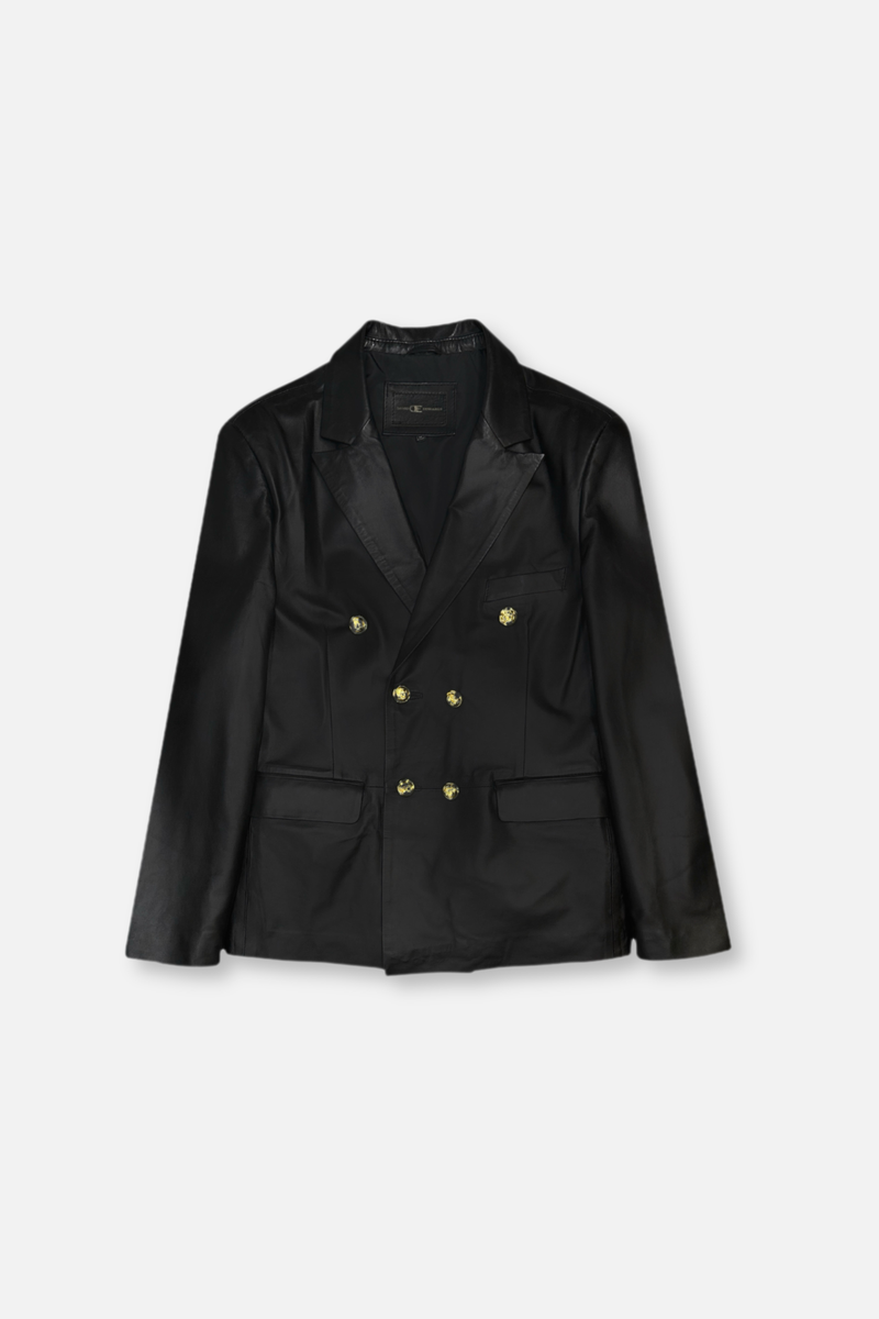 Dunning Double Breasted Leather Blazer