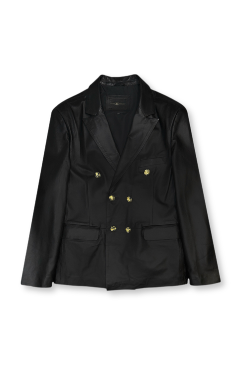 Dunning Double Breasted Leather Blazer