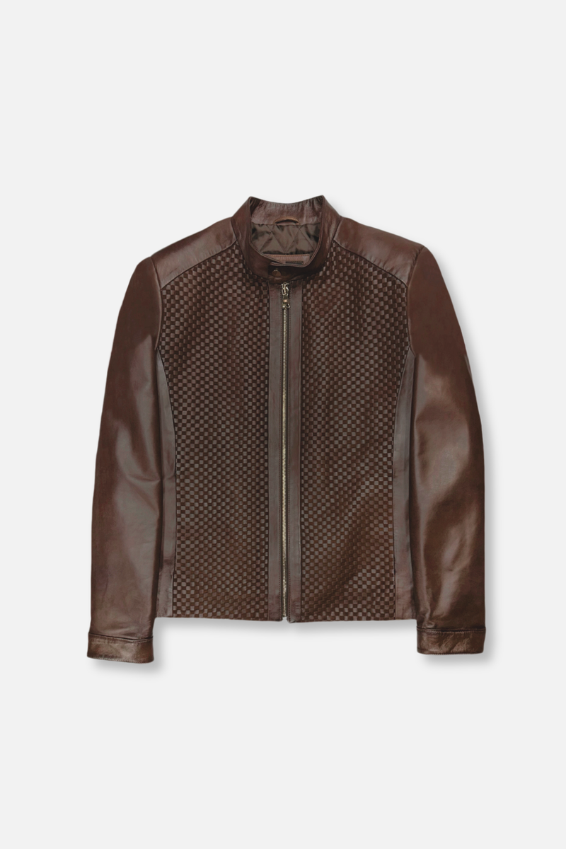Dillard Racer Woven Leather Jacket