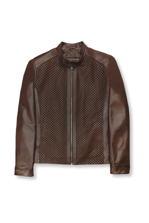 Dillard Racer Woven Leather Jacket