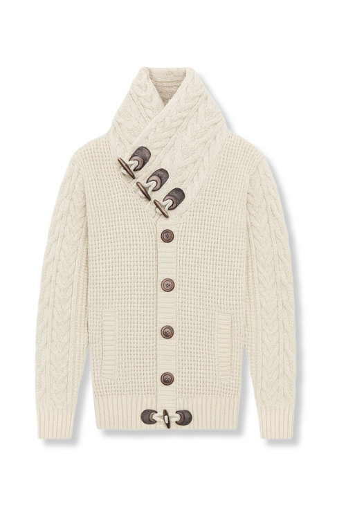 Duskin Cable Knit Button-Up Sweater