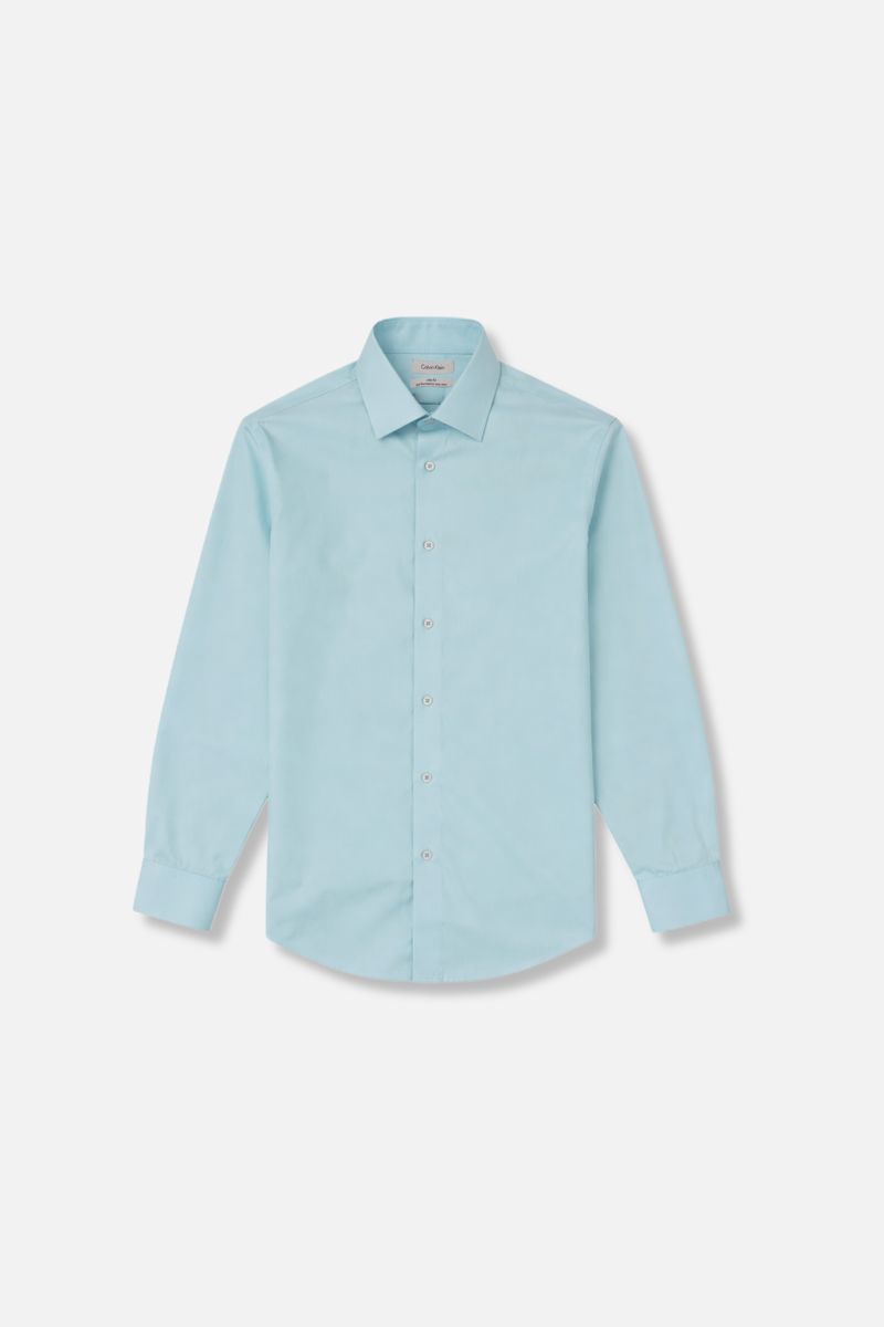 Calvin Klein Men's Steel Classic-Fit Non-Iron Performance Herringbone Spread Collar Dress Shirt