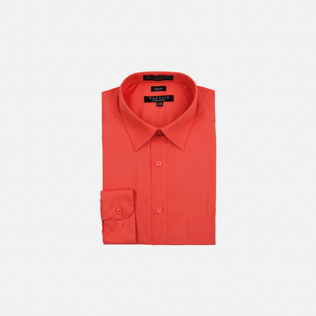 Marquis Men's Basic Slim Fit Dress Shirt Salmon / 18.5" Neck 34/35" Sleeve Marquis Men's Basic Slim Fit Dress Shirt Salmon / 18.5" Neck 34/35" Sleeve