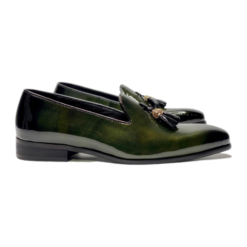 Moretti Slip On Patent Leather Loafers Olive 8 / Olive / Medium Moretti Slip On Patent Leather Loafers Olive 8 / Olive / Medium