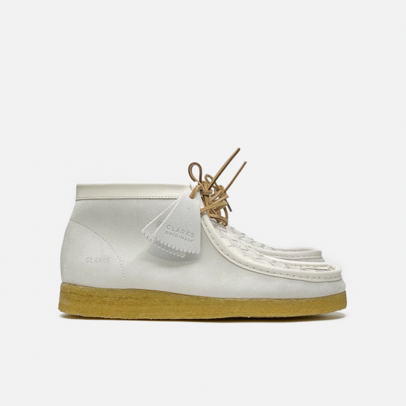 Clarks Wallabees ホワイトレザー Clarks Wallabee Boot 26159539 White Woven NEFNYC – New