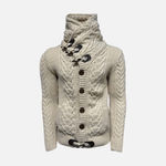 Dwight Cable Knit Button-Up Sweater