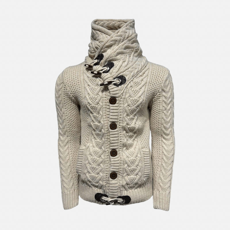 Dwight Cable Knit Button-Up Sweater