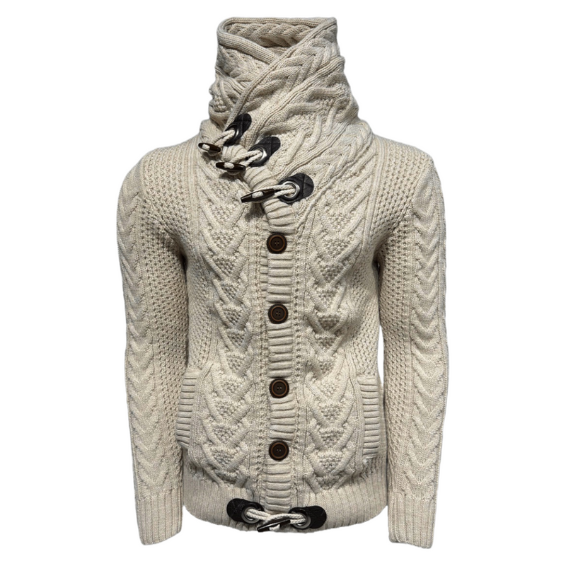 Dwight Cable Knit Button-Up Sweater